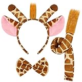 3-Piece Giraffe Costume Set - Ears, Headband, Tail & Bow Tie - Animal Fancy Dress Kit - Party Accessories for Halloween, Birthday & Christmas