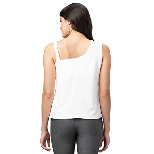 Image of Globus Women White Solid Sleeveless Top