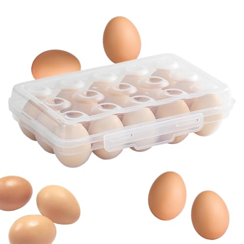 lomdung Almacenamiento de 15 Huevos, Huevo Contenedor Apilable con Tapa, Huevo Caja de Almacenamiento, Fridge Envase para Huevos, Transparente, Diseño Apilable Evita Roturas y Mantiene Los