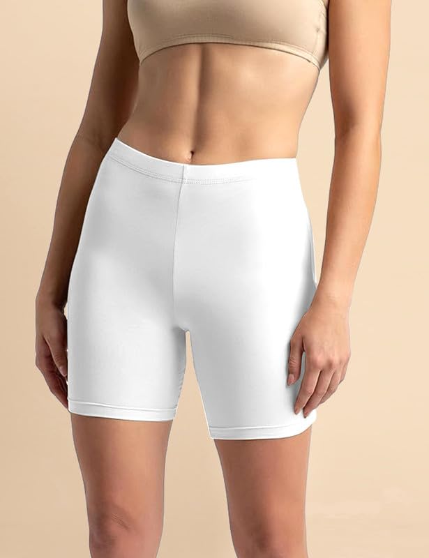 Image of TRENDMALLS Women's High Coverage Super Combed Cotton Elastane Stretch Mid Waist Shorties with Concealed Waistband Cycling Short