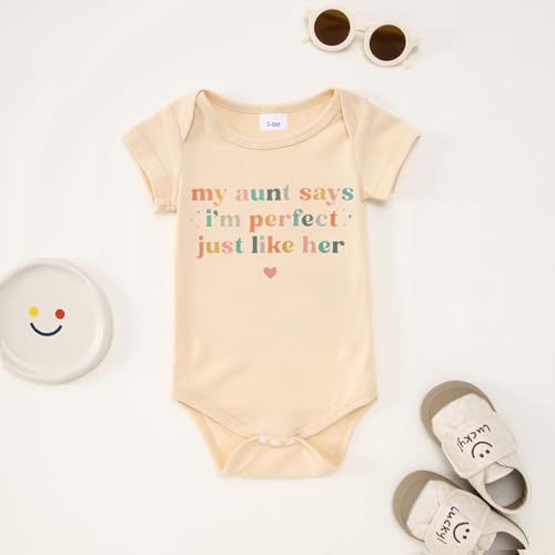 CM C&M WODRO Newborn Baby Boy Girl Bodysuit My Aunt Says I'm Perfect Just Like Her Funny Onesie Romper Aunties Baby Clothes4