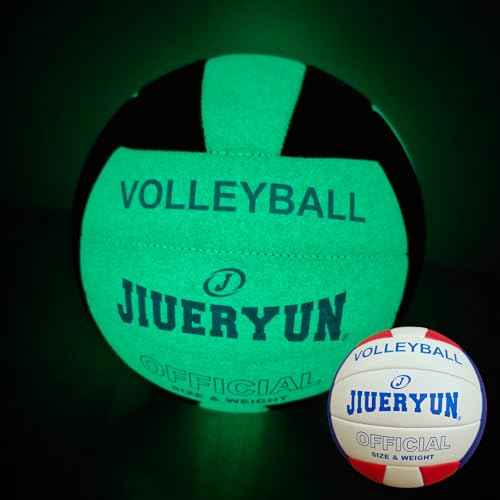 JIUERYUN Glow in The Dark Volleyball Size 5 Indoor Outdoor Glowing Leather Night Volleyball