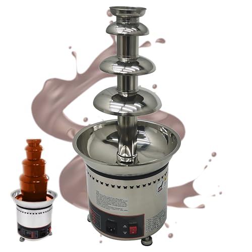 INTSUPERMAI 4-Tier Commercial Chocolate Fountain Fondue with Digital Controll, 6.6Ibs Capacity, Stainless Steel for Weddings Parties Events Restaurants 110V (4-Tier)