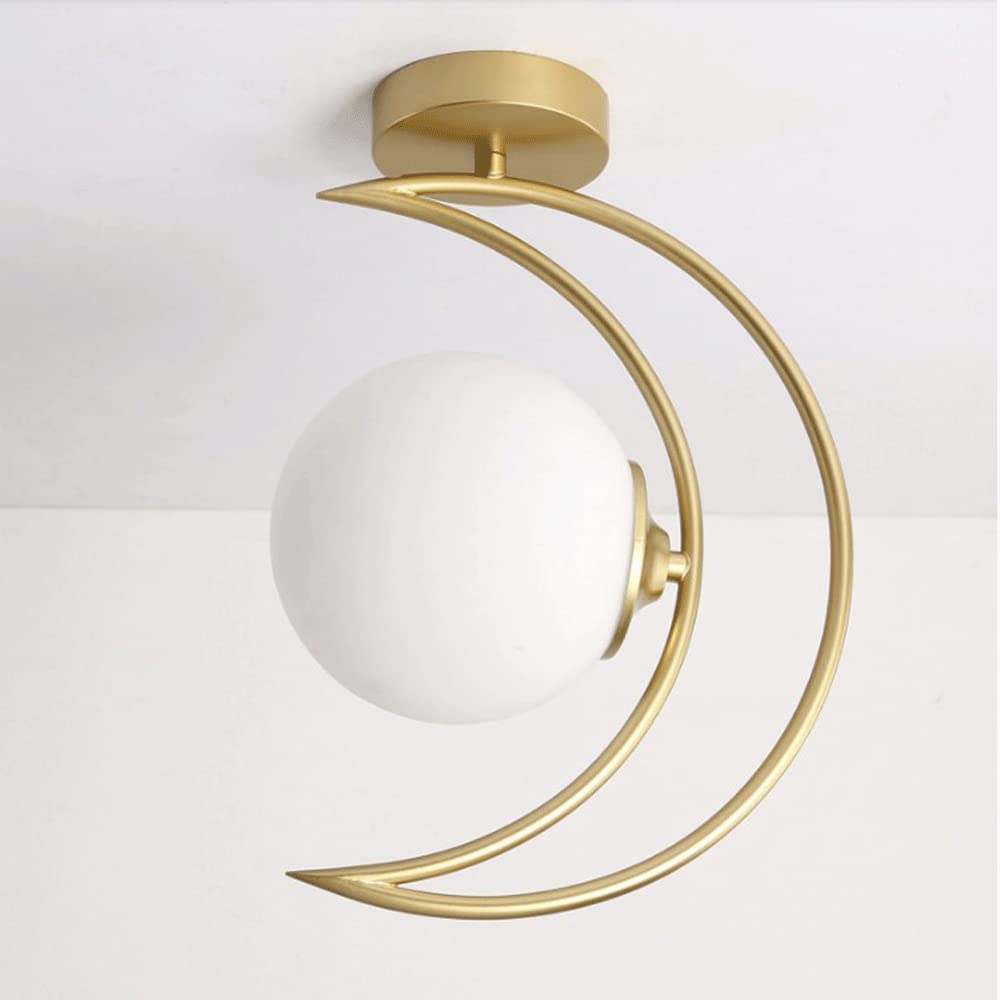 Plafonnier croissant verre E27 métal luminaire pour vestiaire et chambre