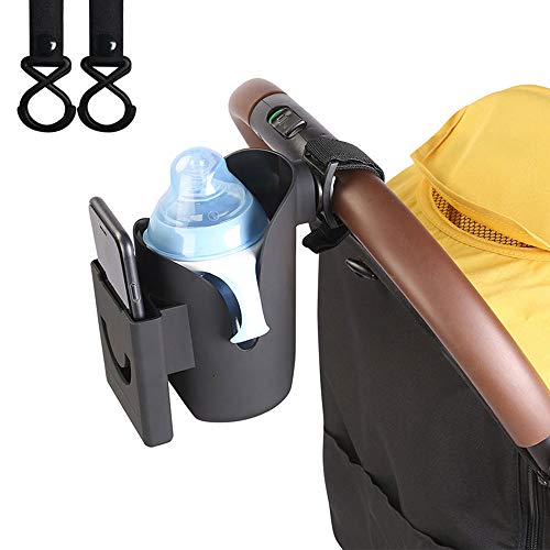 Portabicchieri per passeggino, 2 in 1, portabottiglie, supporto universale per passeggino, passeggino, passeggino, passeggino, bici e altro ancora, con ganci