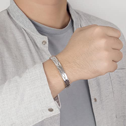 H&Beautimer 925 Sterling Silver Bracelet 7.8-9.3Mm Pattern Bracelet For Women Men-Party Charm Jewelry Gift-Unisex Original Silver Open Bangle Free Adjustment (Width 9.3Mm, Free Adjustment) #TOP3