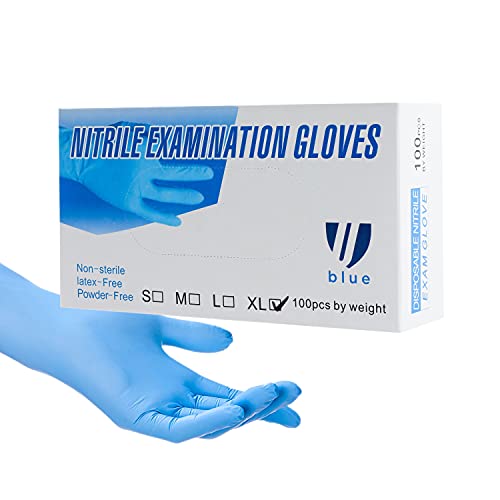 UBLUE Nitrile Disposable Gloves Powder Latex Free 4mil Pack of 100 or1000 Size Small Medium Large X-Large (Medium 4mil 100pcs)