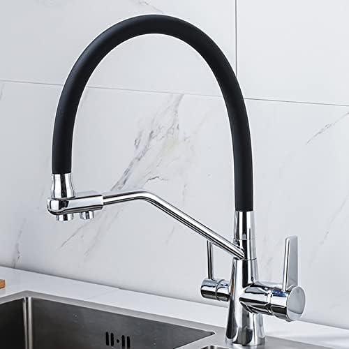 Robinet cuisine 3 voies avec douchette extractible et filtre intégré chrome