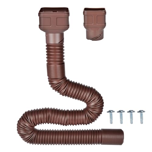POLARDAYS 7ft Long Gutter Downspout Extensions, Outer Diameter 3' Downspout Extender for Rainwater Drainage, Flexible Drainage Pipe Suitable for 2'×3' and 3'×4' Downspout (Brown-1-Pack)