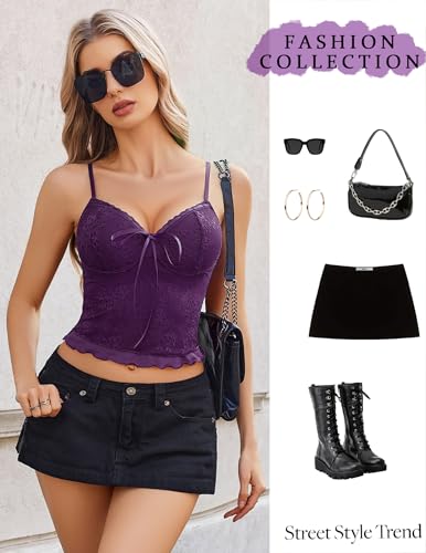 Avidlove Lace Camisole Tops for Women Sexy Tank Cami Spaghetti Strap Bralettes Y2k Cute Going Out Top4
