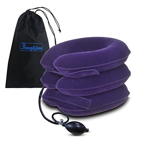 Banglijian Cervical Neck Traction Collar Device Inflatable Pillow Effective and Instant Relief for Chronic Neck and Shoulder Pain with Adjustable Size (Purple)