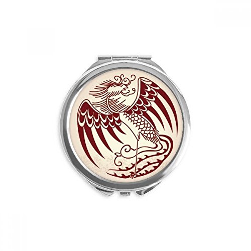 Miroir de poche phénix chinois rond et compact pour maquillage nomade