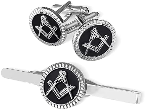 Boutons De Manchette Maçonniques Carré & Boussole – Plaqué Argent, Effet 3D, Idéal Cadeau Franc-Maçon