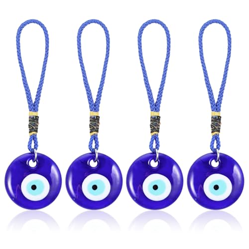 4 colgantes de mal de ojo para coche, adorno de cristal turco para decoración de mal de ojo, buena suerte y protección para coche, hogar y oficina, regalo