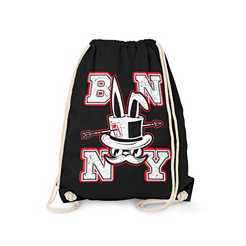 Fashionalarm Turnbeutel - Bunny - Hipster conejo con cilindro - Fun mochila Sport-Beutel con el mensaje como Geschenk-Idee hombres jóvenes Hasenliebhaber, color Negro , tamaño talla única