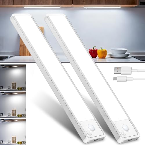 GWULC Luce LED Sottopensile Cucina Luci: Armadio Lampada Sensore Movimento Batteria USB Ricaricabile Senza Fili Interno Strisce Lampade Adesive Sotto Pensile Light Pensile illuminazione Barra