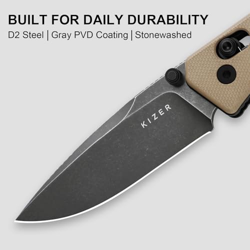 Image of Kizer Aegis EDC Pocket Knife, 2.8 inch D2 Steel Drop Point Folding Knife
