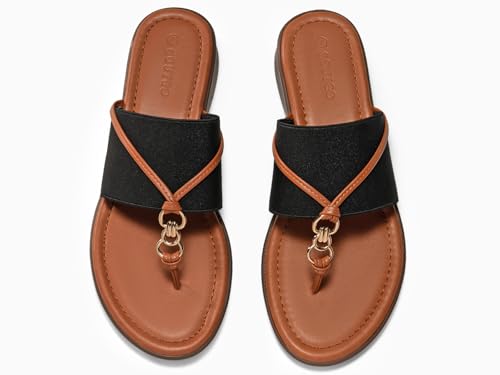 Coutgo Womens Flip Flops Wedge Sandals Dressy Beach Summer Flats Comfortable Slip on Stretch Slippers Shoes4