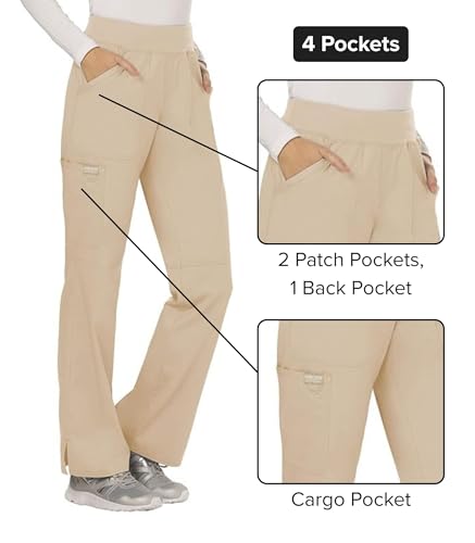 Image of Cherokee Women Scrub Pant with Straight Leg Pull-on Pant Medical Bottom with 4 Pocket & 2-Way Stretch Fabric - WW110