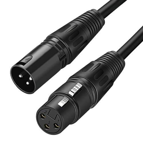 Jesiah 1m XLR Cable, Male to Female Microphone Cable 3-Pin Balanced XLR Mic Lead for Studio Recording Live Stage Mixer Power Amplifier