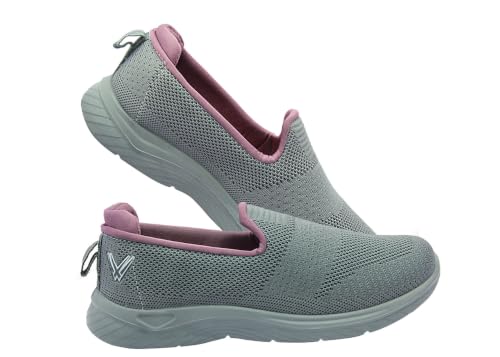 Image of WalkLine Women's Slip-On Walking Shoes | Lightweight Knitted Mesh Casual Sneakers | Soft PU Sole Comfortable Loafers | Breathable Running, Gym, Travel Shoes for Women