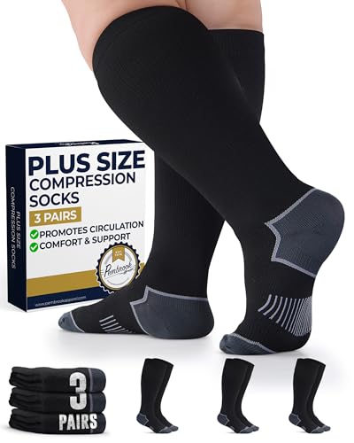 Image of Pembrook Plus Size Compression Socks for Women Wide Calf - 3 Pairs, 20-30mmHg Extra Wide Calf Compression Socks, Up to 4XL