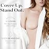 CHARMKING Nipple Covers 4 Pairs for Women, Reusable Adhesive Nipple Coverings, Invisible Pasties Silicone Cover Beige #2