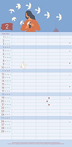 GreenLine Happy Vibes 2024 Family Planner - Family Calendar - Wall Calendar - 22 x 45 cm, Small, silver - Image 3