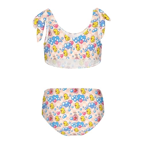 Toddler Girls Bikini Set Yellow Rubber Duck Swimsuits Kid Bowknot Swimwear 2 Piece Bathing Suit 3-12T2