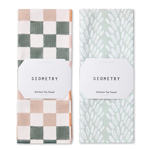 GEOMETRY Kitchen Tea Towels - Quick Dry Microfiber Dish Towels for Kitchen Checkmate CA, 18" x 30" 2-Pack - image 1