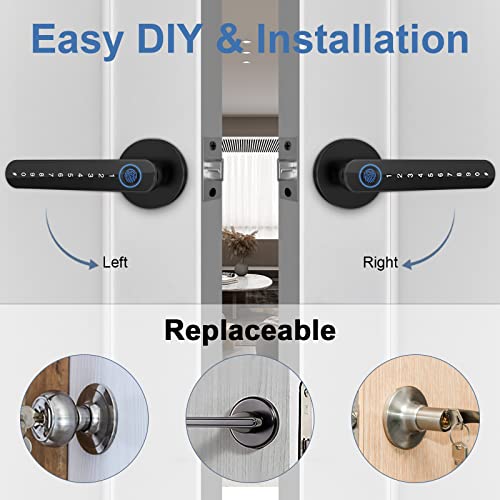 Dhiedas Fingerprint Door Lock, Keypad Door Lock With Handle, Biometric Door Lock, Smart Door Knob With Keypad Fingerprint App Key, Door Lock For Bedroom, Home, Office, Apartment, Closet, Pantry #TOP4