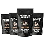 Heritage Biltong Air-Dried Beef | Better than Jerky | Paleo | Keto | Sugar Free | Gluten Free | High Protein | 2oz (4pack) (Garlic)