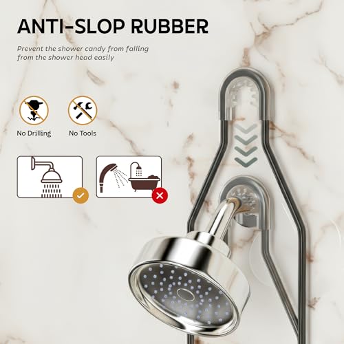 Image of amazon basics Hanging Shower Caddy for Bathroom | Bathroom Organiser Without Drill | Bathroom Accessories Storage Organizer