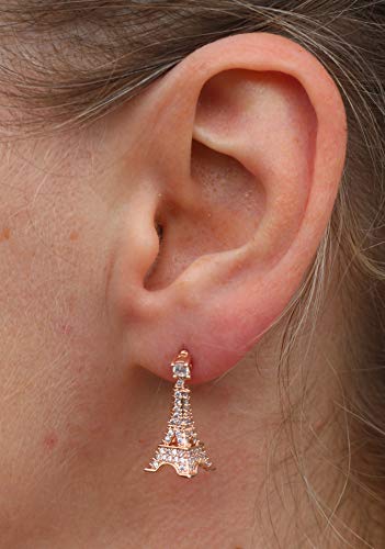 Love Paris Eiffel Tower Crystal Stud Dangle Earrings Parisian3