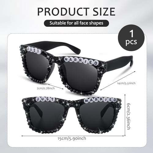 panthra Bride and Groom Sunglasses, Wedding Sunglasses, Just Married Black Pearl Glasses, Light and Comfortable, Fashionable Wedding Single Party Gifts2