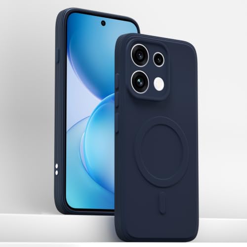 Image of Outlouders Back Cover for Oppo Reno 16c 5G | Soft Matte Silicone | Slim Fit | Magnetic-Safe Logo Design (Magnetic-Safe Not Compatible) | Shockproof | Camera Protection Bumper Case (Blue)