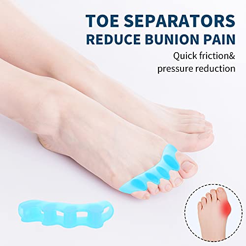 Toe Separators, 5 Pair Soft Gel Toe Spacers To Correct Bunions, Toe Stretcher For Therapeutic Relief From Plantar Fasciitis, Claw Toes,Hammer Toes, Foot Pain For Women & Men (5 In 1) (5Color) #TOP3