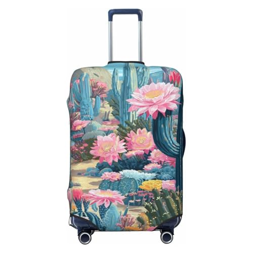 Cacti And Colorful Flowers Elastic Travel Luggage Covers Dustproof Scratch-Resistant Suitcase Protector Fit 22-24 Inch