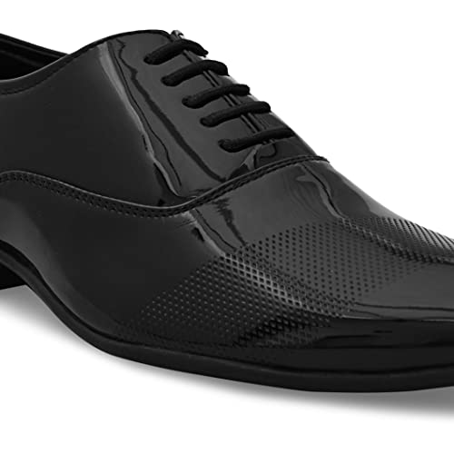 Image of San Frissco mens Ak 1043 San Frissco Men's Formal Shoes Glossy Shine Lace Up Derbys Office Wear Footwear Soft Cushioned Footbed with TPR Sole Lightweight, Flexible and Stylish for Wedding and Parties - 11 (Pine)