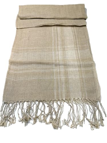 Image of Shanlin Unisex Natural Color 100% Linen Scarves for Men and Women