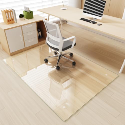 Image of [Tempered Glass] 42 inch x 60 inch Glass Office Chair Mat for Carpet