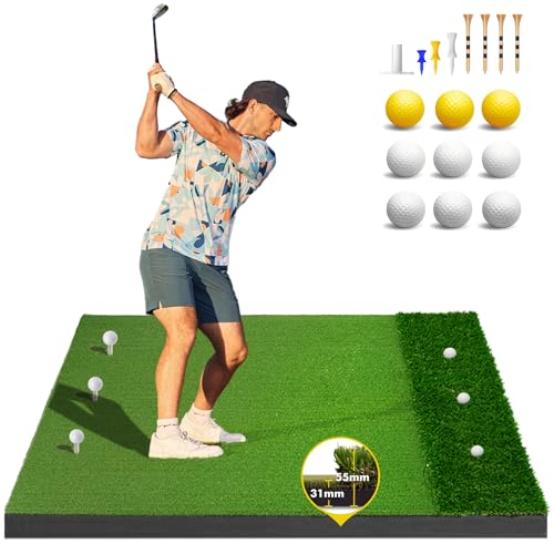 Newmkr Thickened Golf Mat-31mm, 5x4ft Golf Hitting Mats Practice Outdoor/Indoor, Heavy-Duty Commercial Grade Synthetic Turf Training Mat for Simulators/Garage/Backyard/Driving Range Swing and Chipping