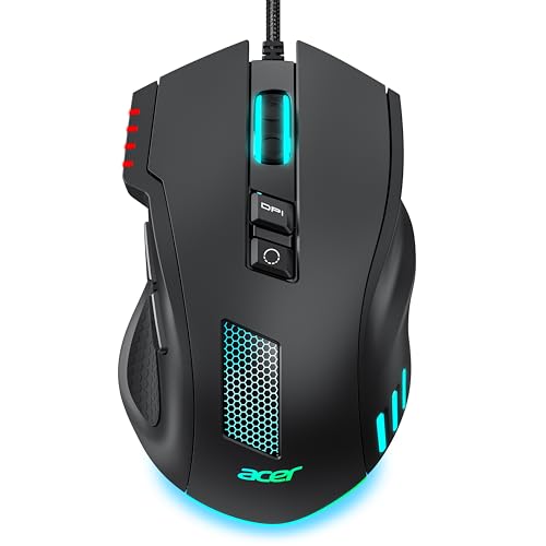 acer Wired Gaming Mouse, 12,800 DPI RGB Ergonomic Computer Mouse