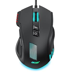 acer Wired Gaming Mouse, 12,800 DPI RGB Ergonomic Computer Mouse with Optical Sensor, 8 Programmable Buttons, 12 Backlit Modes, Software for DIY Keybinds, Rapid Fire, USB Gaming Mice for Laptop, PC