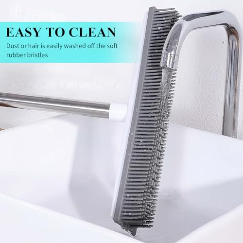 volumoon Gummibesen mit Stiel, Besen Gummiborsten mit Abzieher, Weicher Besen, Kehrbesen, Bodenbürste für Innenbereich, für Teppich Böden Entfernen HaustierHunde Katzen Tiere Haare – Bild 5