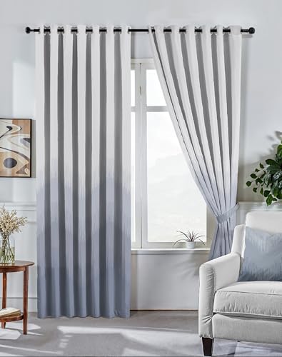 Image of Casableu Kivo Digital Print 85% Blackout Curtains for Door /Window, Thermal Insulated, Tie Back, Wider Width 50 in, Eyelet Curtains for Living Room /Bedroom (Sky Blue 7 ft Set of 2)