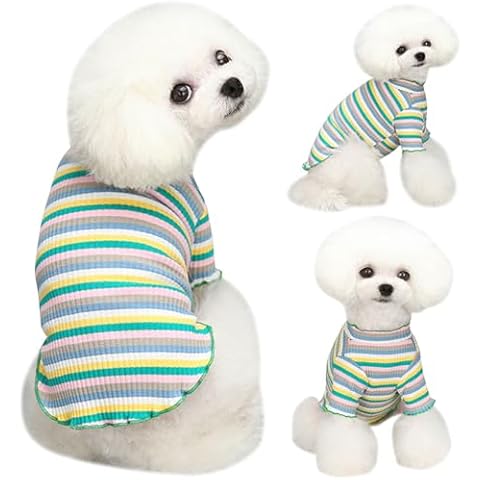 Yaopelky Rainbow Striped Dog Shirt for Small Medium Pets Cover