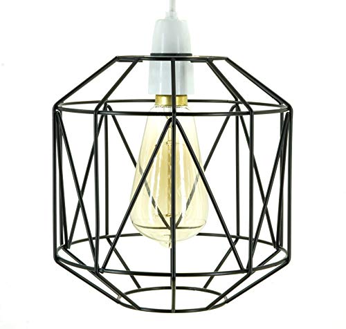 Retro-Design Lichtschirm - Metalldraht Korb Käfig Lampenschirm - Deckenleuchte Lampenschirm - Drahtkäfig Lampenschirm - Vintage Industriestil - Metall Lampenschirm - Einfache Passform - Schwarz Cover