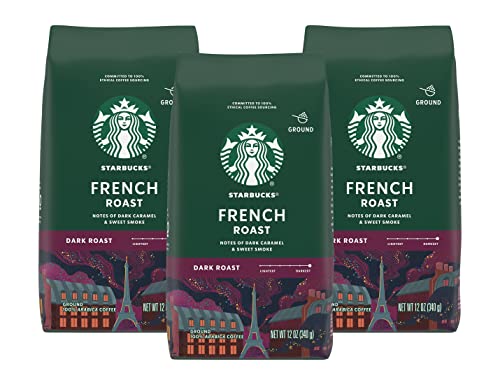 Image of Starbucks Dark French Roast Ground Coffee, 12 Ounce (Pack of 3)