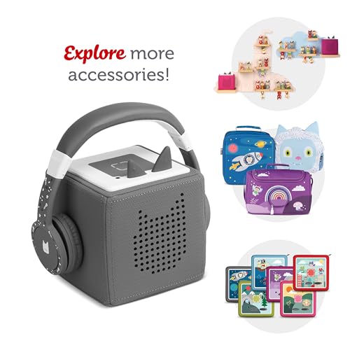 Image of Tonies Foldable Wired Headphones for Kids - Comfortably Designed to fit On-Ear - Works with Toniebox and All 3.5mm Devices - Gray
